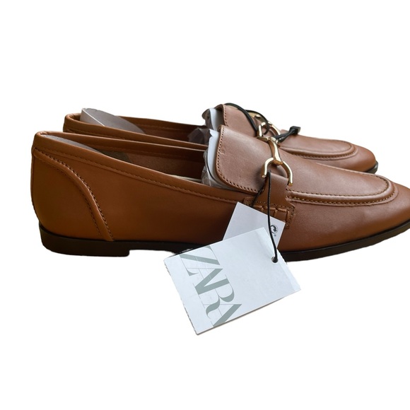 Zara Brown Leather Moccasin Size 10 NWT - Picture 2 of 8